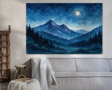 Starry sky and mountain silhouette by Imperial Art House