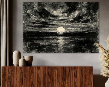 Soleil monochrome au bord de la mer sur Imperial Art House