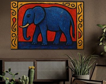 Elephant on red background by Imperial Art House