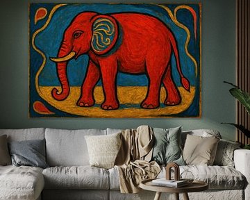 Éléphant décoratif sur fond bleu sur Imperial Art House