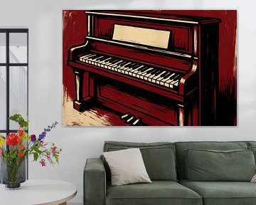 Deep Red Piano mit Textur von Imperial Art House