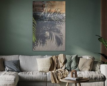 Palm leaf in shade by Minimalistic Travel Photography by.Rieneke