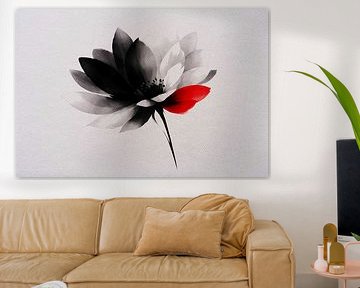 Minimalist Red Ink Flower