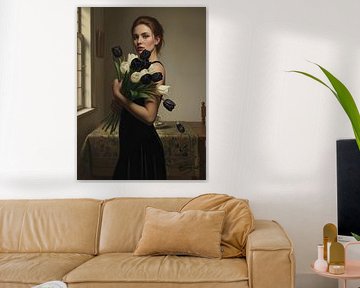 La femme aux tulipes noires et blanches