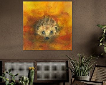 Igel im Herbst quadratisch von Karen Kaspar