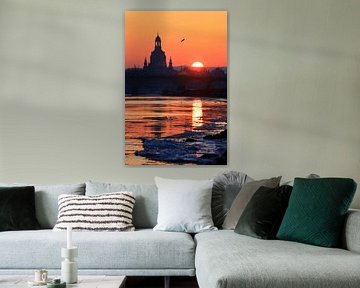 Frauenkirche Dresden, malerischer Winterabend