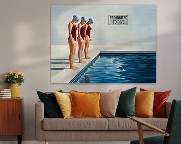 Poised Swimmers at the Pool Edge by Jan Keteleer