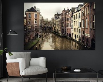 Oudegracht en de Lichte en Donkere Graad in Utrecht en de Gaardbrug gezien vanaf de Maartensbrug van André Blom Fotografie Utrecht