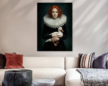 Niederländische Rothaarige mit Ente