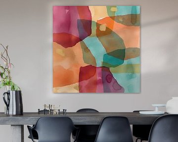 Organic & Abstract. Transparent textures in turquoise, orange, burgundy