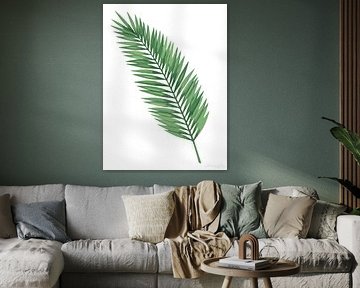 Flora van rust: palmblad in wit