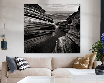 Las Grietas Canyon Lanzarote black and white