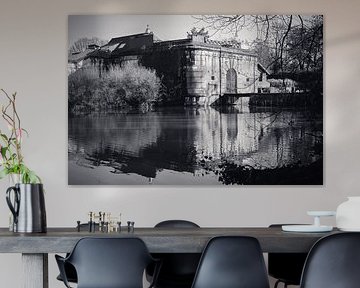 Fort historique de 's-Gravenwezel en noir et blanc