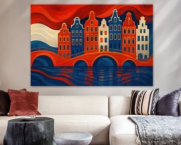 Maisons d'Amsterdam avec des eaux ondulantes sur Imperial Art House