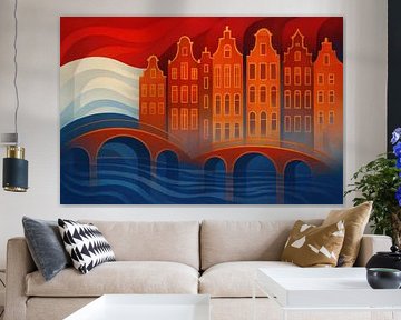 Maisons au bord du canal avec des toits ondulés sur Imperial Art House