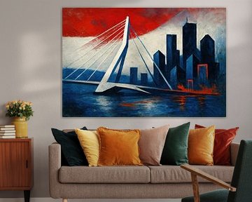 Skyline rouge et bleu avec pont sur Imperial Art House