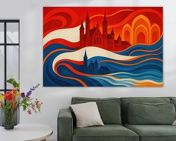 Wellen um Silhouette mit Bögen von Imperial Art House