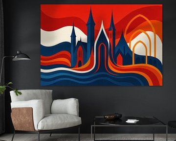 Lignes ondulées et silhouette urbaine sur Imperial Art House