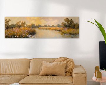 Prairie fleurie | Lumière matinale sur une prairie fleurie sur Caprices d'Art