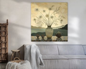 Blumenstillleben | Quiet Vase by Lake von Blickfänger Gemälde