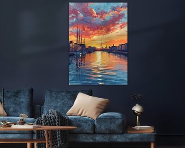 Hafen von Malmö bei Sonnenuntergang von Muhammad Ardian