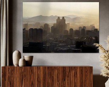 Sunset smog Pyongyang