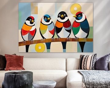 Bird Painting | Bird Quartet by Eye catching paintings