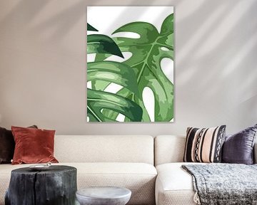 Monstera auf Weiß als Triptychon (3 von 3)
