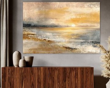 Sonnenuntergang am Strand von BowiScapes – Kunst und urbane Wandgestaltung