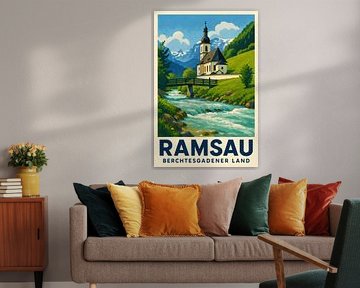 Ramsau – Église au bord d'un torrent de montagne