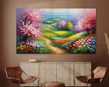 Paysage coloré avec des fleurs sur WeLoveArt