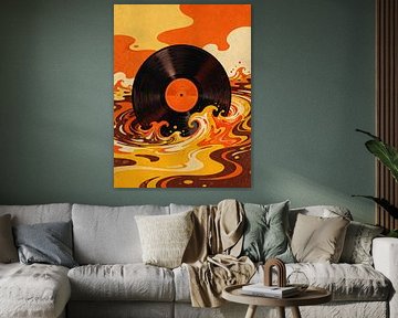 PSYCHEDELIC Vinyl Record Meltdown - Musique groovy des années 70 Soul Expression abstraite sur Minggu Galeri