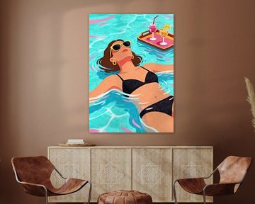 Femmes flottant dans une piscine sur Muhammad Ardian