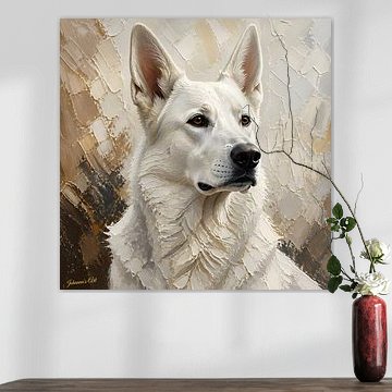 Witte Zwitserse herdershond 2 van Johannas Art Creations
