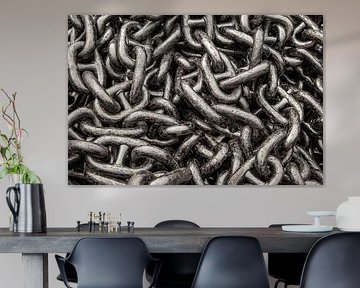 Nederland, Rotterdam. Close-up van scheepsketting.