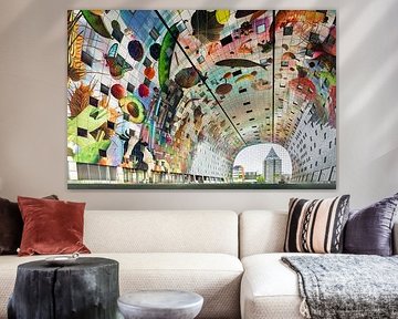 Nederland, Rotterdam. Interieur van de Markthal.