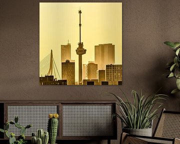 Niederlande, Rotterdam, Skyline mit Euromast und Erasmusbrücke. von Frans Lemmens