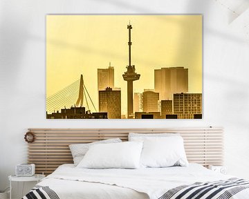 Niederlande, Rotterdam, Skyline mit Euromast und Erasmusbrücke. von Frans Lemmens