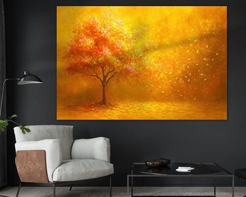 Light show around red autumn tree von Imperial Art House