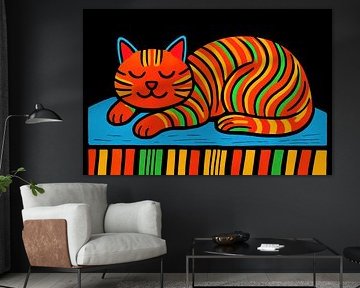 Ruhende Katze auf blauem Plateau von Imperial Art House