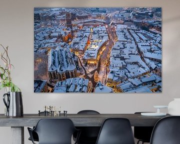 Zwolle Grote Markt winter aerial view during sunset by Sjoerd van der Wal Photography