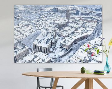 Zwolle old city during a cold winter morning with snow on the ro by Sjoerd van der Wal Photography