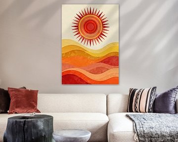 PSYCHEDELIC Radiant Sun Spike – Groovige 70er-Jahre-Abstraktionsschichten Wellen der Wüste