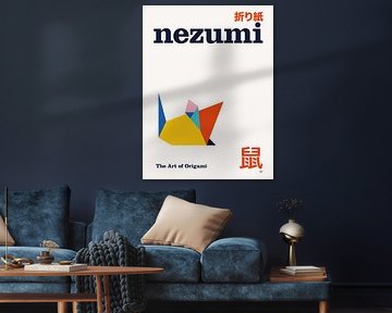 No09 Nezumi Origami Geometric Poster by Chungkong Art