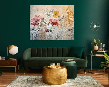 Poppies | Modest flowers in gold by Art Whims