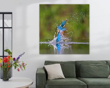 Eisvogel mit Fisch von Lies Bakker