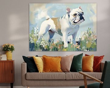 Hond in Bloemen van Blikvanger Schilderijen