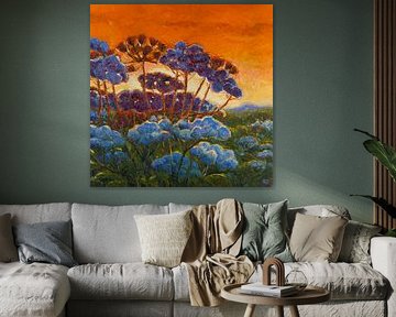 Cow parsley in the evening light by Rob Donders Beeldende kunst