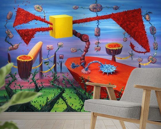 Voorbeeld van het werk in een kamer