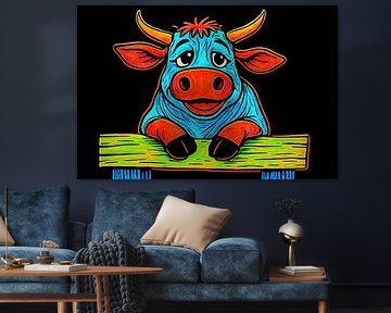 Cheerful cow with big eyes by Art & Soul Creations